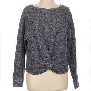 J Crew Dark Blue Heather Twist Front Sweatshirt 100% Cotton Size L/XL